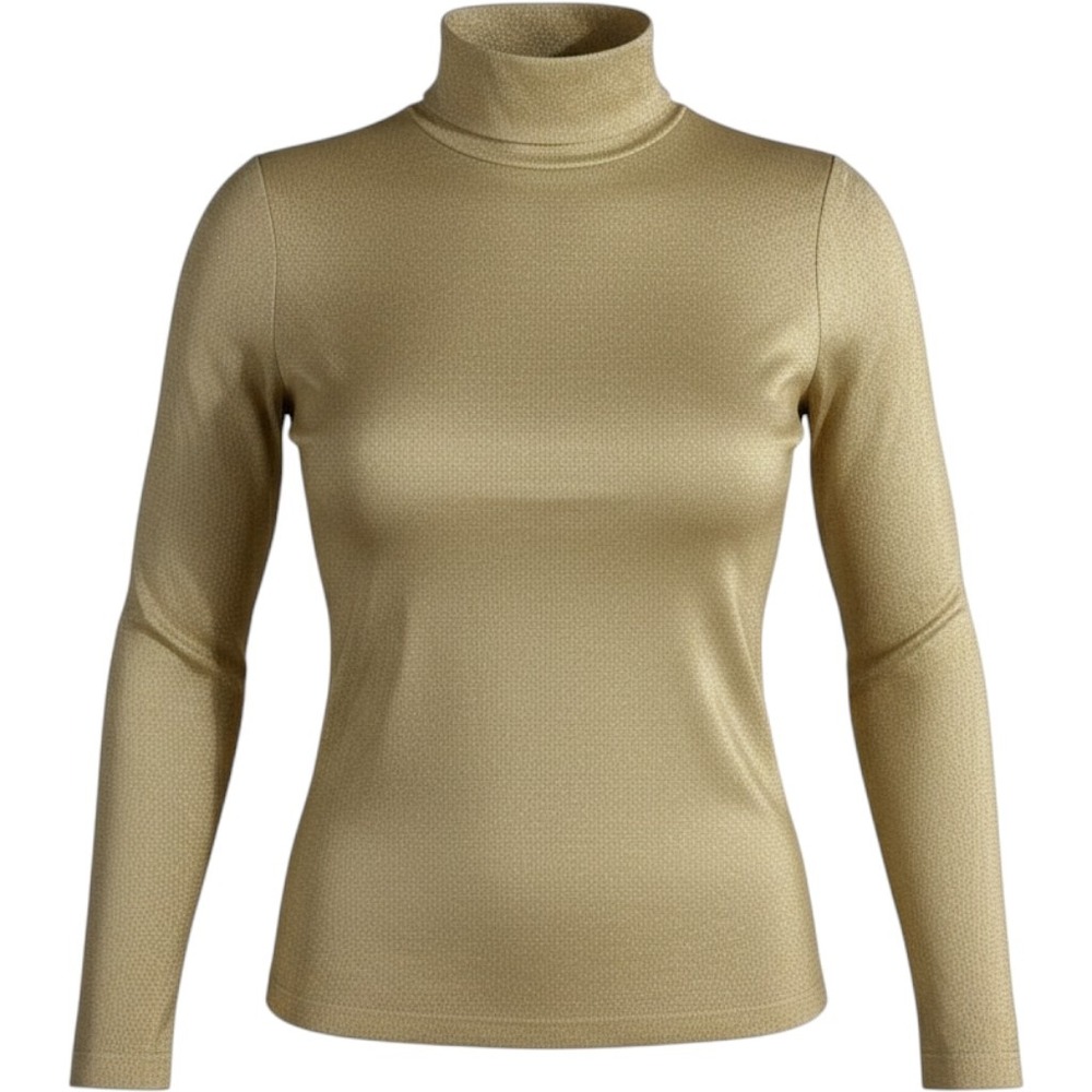 St. John Collection Marie Gray Gold Metallic Mock Neck Half Zip Knit Top L